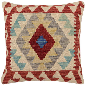 handmade Traditional Pillow Red Beige Hand-Woven SQUARE 100% WOOL Hand woven turkish pillow2' x 2'